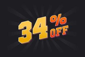 34 Percent off Special Discount Offer. 34 off Sale of advertising campaign vector graphics.
