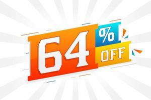 64 Percent off 3D Special promotional campaign design. 64 of 3D Discount Offer for Sale and marketing. vector