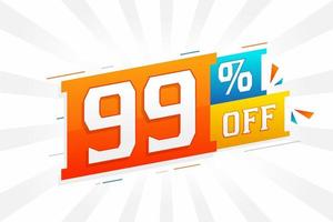 99 Percent off 3D Special promotional campaign design. 99 of 3D Discount Offer for Sale and marketing. vector