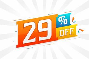 29 por ciento de descuento en el diseño de campañas promocionales especiales en 3d. 29 de oferta de descuento 3d para venta y marketing. vector