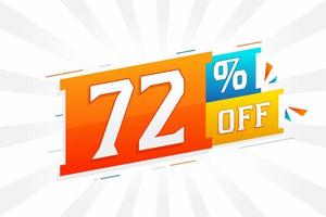 72 por ciento de descuento en el diseño de campañas promocionales especiales en 3D. 72 de oferta de descuento 3d para venta y marketing. vector