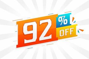 92 Percent off 3D Special promotional campaign design. 92 of 3D Discount Offer for Sale and marketing. vector
