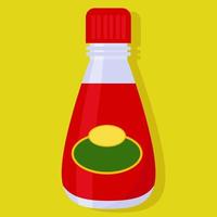 Bottle of ketchup, illustration, vector on a white background.