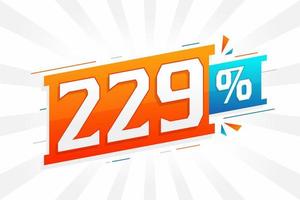 Promoción de banner de marketing de 229 descuentos. 229 por ciento de diseño promocional de ventas. vector