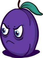 Angry plum, illustration, vector on white background