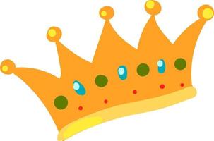 Kings gold crown, illustration, vector on white background.