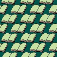 Opened book, seamless pattern on green background. vector