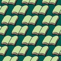 Opened book, seamless pattern on green background. vector