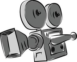 Video camera drawing, illustration, vector on white background