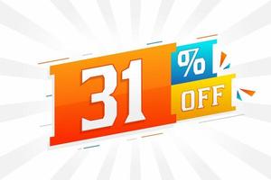 31 Percent off 3D Special promotional campaign design. 31 of 3D Discount Offer for Sale and marketing. vector