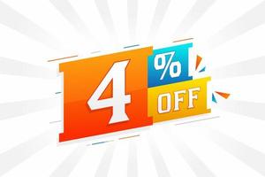 4 Percent off 3D Special promotional campaign design. 4 of 3D Discount Offer for Sale and marketing. vector