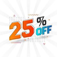 25 Percent off 3D Special promotional campaign design. 25 of 3D Discount Offer for Sale and marketing. vector