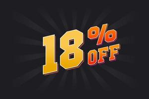 18 Percent off Special Discount Offer. 18 off Sale of advertising campaign vector graphics.