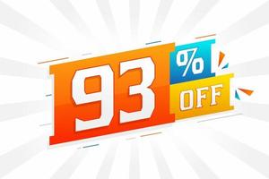 93 por ciento de descuento en el diseño de campañas promocionales especiales en 3D. 93 de oferta de descuento 3d para venta y marketing. vector