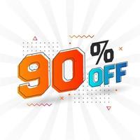 90 Percent off 3D Special promotional campaign design. 90 of 3D Discount Offer for Sale and marketing. vector