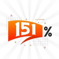 Promoción de banner de marketing de 151 descuentos. 151 por ciento de diseño promocional de ventas. vector
