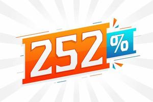 Promoción de banner de marketing de 252 descuentos. 252 por ciento de diseño promocional de ventas. vector