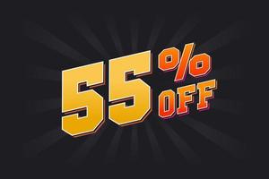 55 Percent off Special Discount Offer. 55 off Sale of advertising campaign vector graphics.