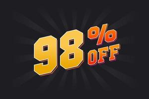 98 Percent off Special Discount Offer. 98 off Sale of advertising campaign vector graphics.