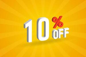 10 Percent off 3D Special promotional campaign design. 10 off 3D Discount Offer for Sale and marketing. vector