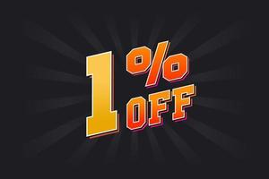 1 Percent off Special Discount Offer. 1 off Sale of advertising campaign vector graphics.