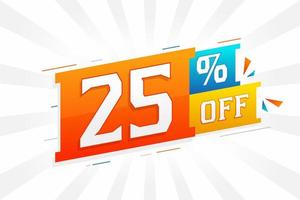 25 por ciento de descuento en el diseño de campañas promocionales especiales en 3d. 25 de oferta de descuento 3d para venta y marketing. vector