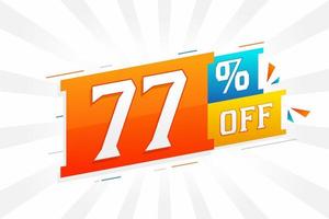 77 Percent off 3D Special promotional campaign design. 77 of 3D Discount Offer for Sale and marketing. vector