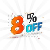 8 Percent off 3D Special promotional campaign design. 8 of 3D Discount Offer for Sale and marketing. vector