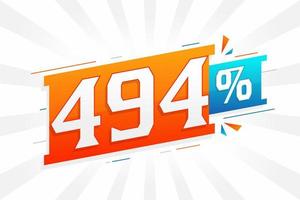 494 promoción de banner de marketing de descuento. 494 por ciento de diseño promocional de ventas. vector