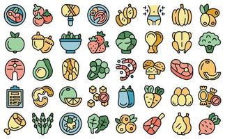 Paleo diet icons set vector flat