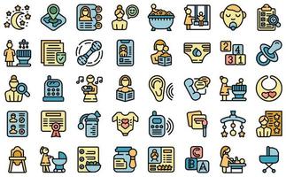 Babysitting service icons set vector flat