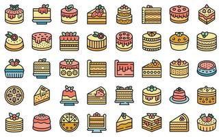 conjunto de iconos de tarta de queso vector plano