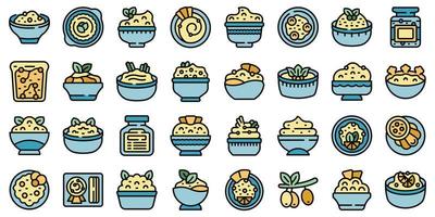 hummus, iconos, conjunto, vector, plano vector