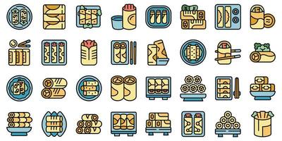 rollo de primavera, iconos, conjunto, vector, plano vector