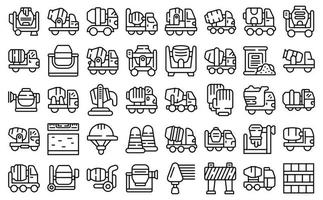 Cement mixer icons set outline vector. Concrete mix vector