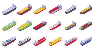 Gas carrier ship icons set isometric vector. Gas energy vector