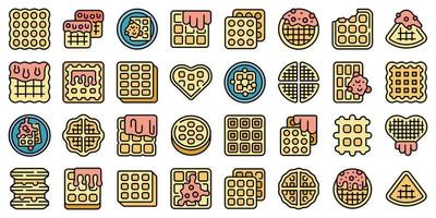 Belgian waffles icons set vector flat