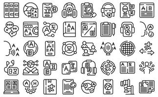 Interpreter icons set outline vector. Speak megaphone vector