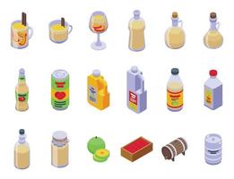 Apple cider icons set isometric vector. Beer splash vector