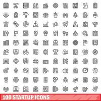100 iconos de inicio establecidos, estilo de contorno vector