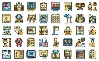 Professional development of teachers icons set vector flat