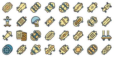 Longboard icons set vector flat