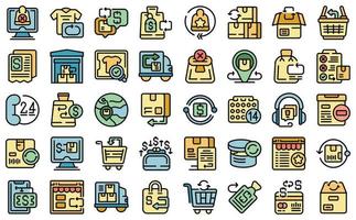 Purchase returns icons set vector flat