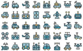 iconos de juguetes de control de radio establecer vector plano