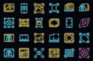 conjunto de iconos de captura de pantalla neón vectorial vector