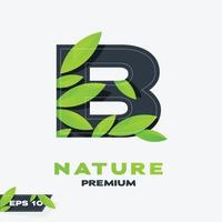 alfabeto b naturaleza hojas logo vector