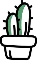 Green cactus in a pot, illustration, vector on white background.