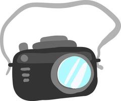 Black camera, illustration, vector on white background.