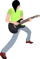 Man playing guitar, illustration, vector on white background.