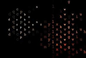 Dark red vector background with signs of alphabet.